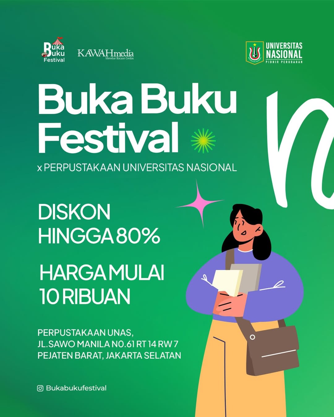 BUKA BUKU FESTIVAL HADIR DI @unaslibrary 🙌🏼Kabar gembira untuk kamu para Booklovers!Buka Buku