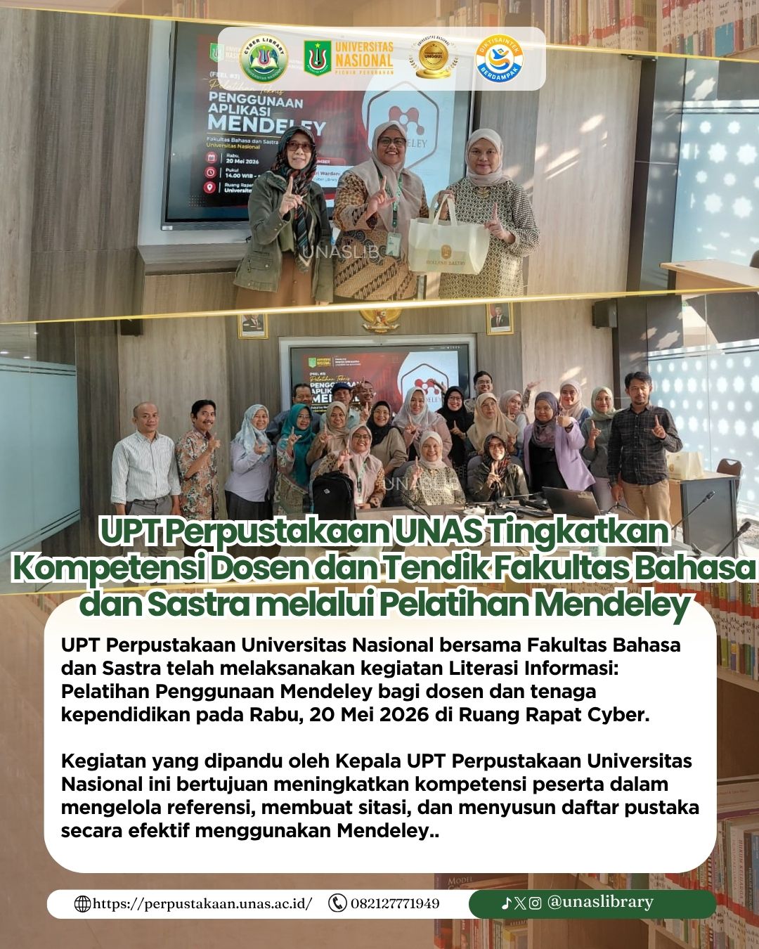 Read more about the article UPT Perpustakaan UNAS Bekali Dosen dan Tendik Fakultas Bahasa dan Sastra dengan Pelatihan Mendeley
