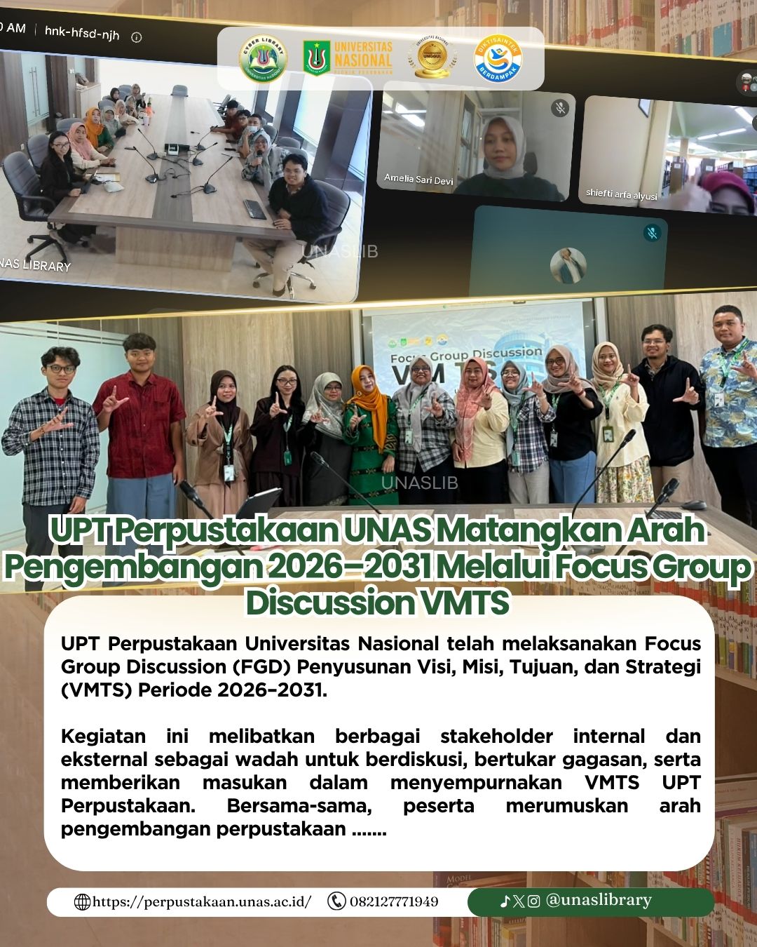 Read more about the article UPT Perpustakaan UNAS Matangkan Arah Pengembangan 2026–2031 Melalui Focus Group Discussion VMTS